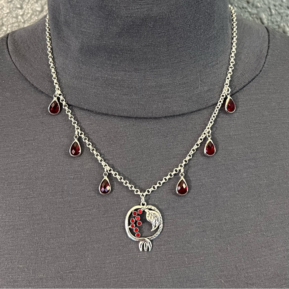 Persephone Greek Roman Goddess Pomegranate & Seeds Handmade Silver Necklace